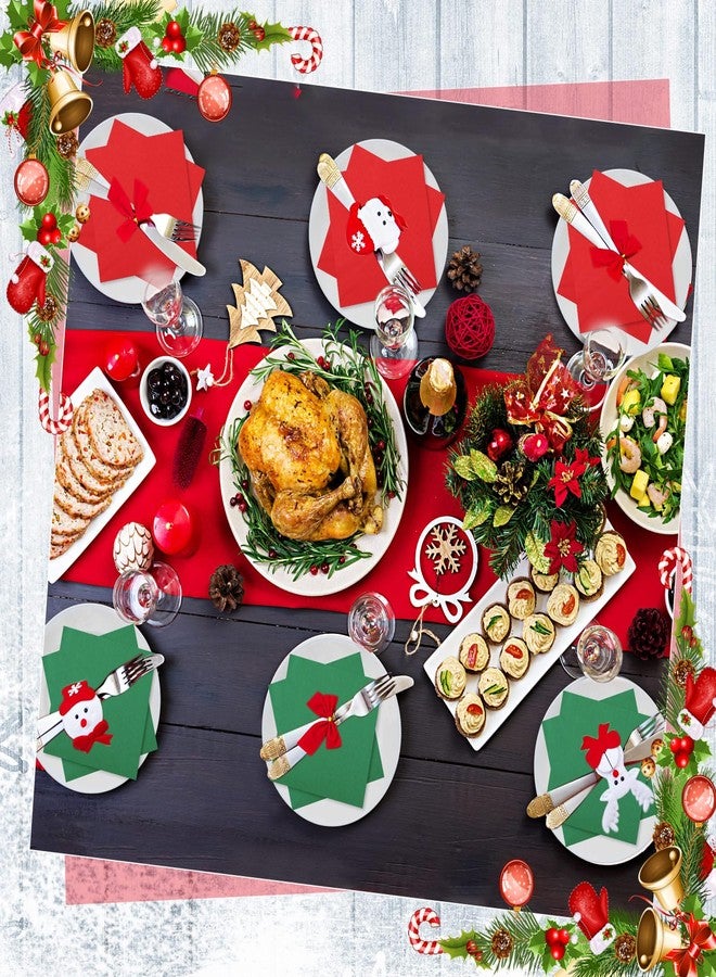 Teling 50 Pcs Christmas Paper Napkins Disposable Red Green Napkins for Christmas Holidays Wedding Home Luncheon Reception Tea Party Dining Supplies Xmas Party Decorations (Red,Green) - Image 4